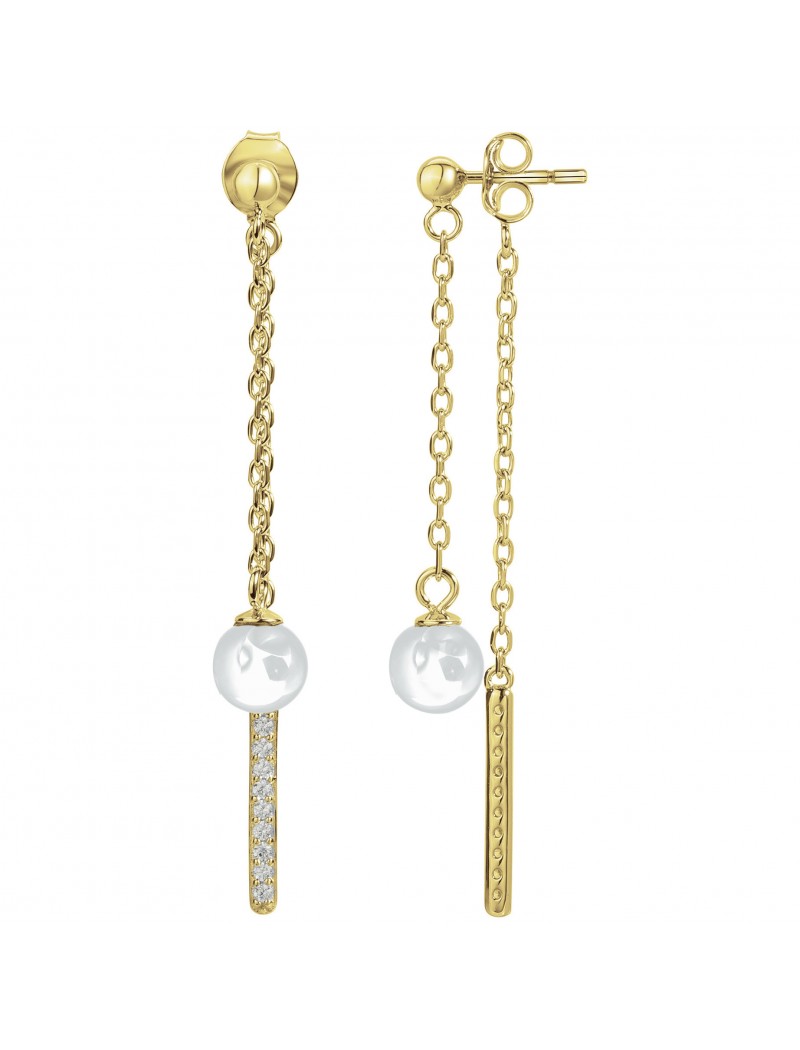 BOUCLES D'OREILLES PLAQUE - CERAMQIUE BLANCHE - ZIRCONIA