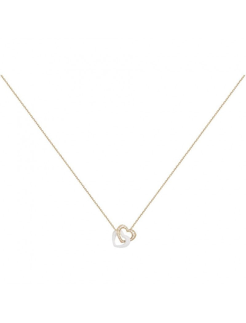 COLLIER PLAQUE - CERAMQIUE BLANCHE - COEUR - ZIRCONIA