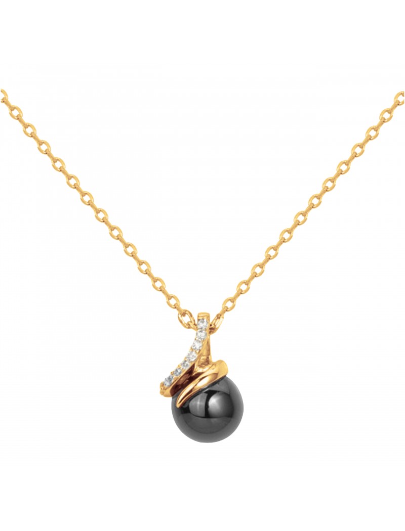 COLLIER PLAQUE - CERAMQIUE NOIRE - ZIRCONIA