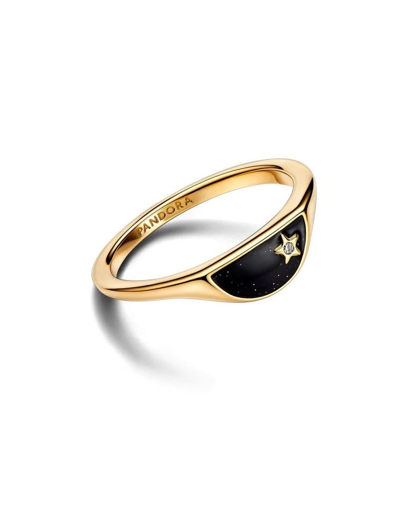 Mélange de métaux unique plaqué or Émail Zircone cubique Noir