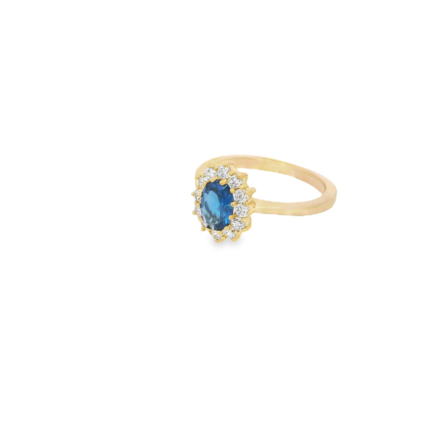 Bague femme plaqué or zirconia et saphir synthétique