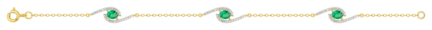 BRACELET Plaqué or - ZIRCONIA VERT - ZIRCONIA - 18 CM
