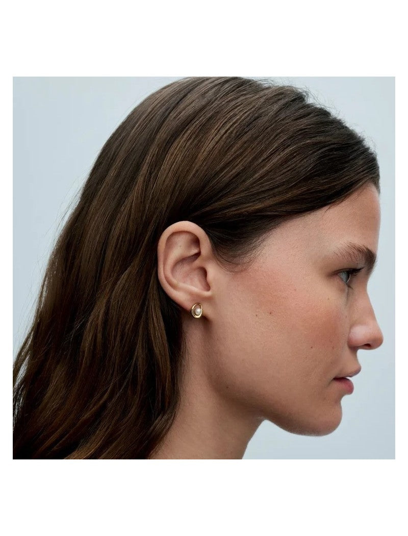 Mélange de métaux unique plaqué or Perle de culture d'eau douce traitée Blanc