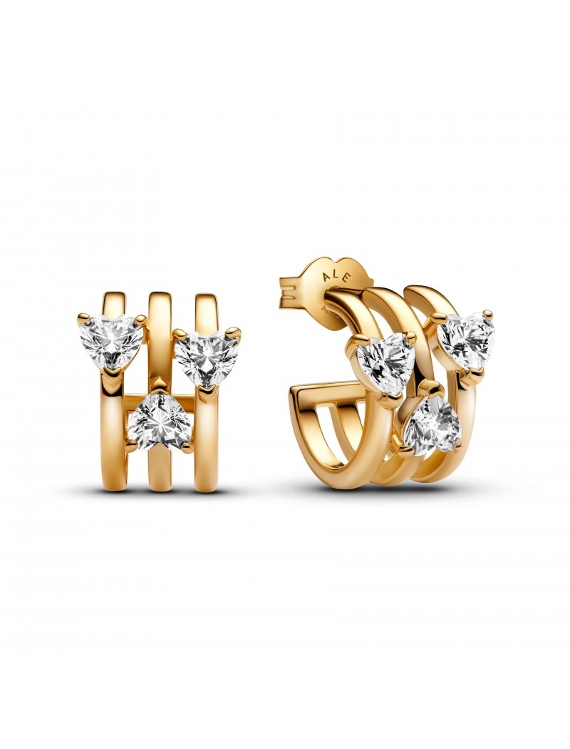 Boucles d'oreilles créoles triple cœur