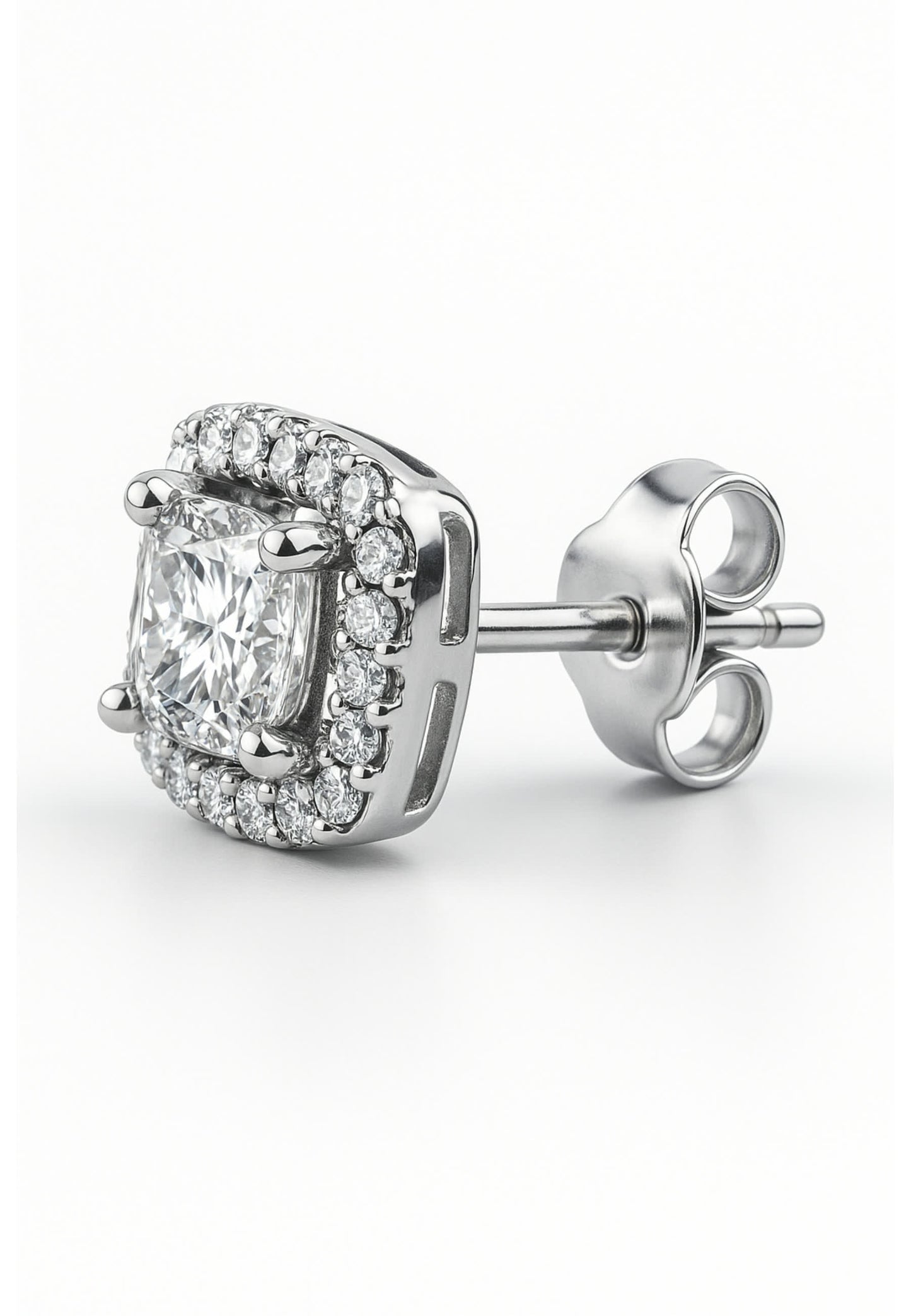 Boucles d'oreilles à tige Halo carré