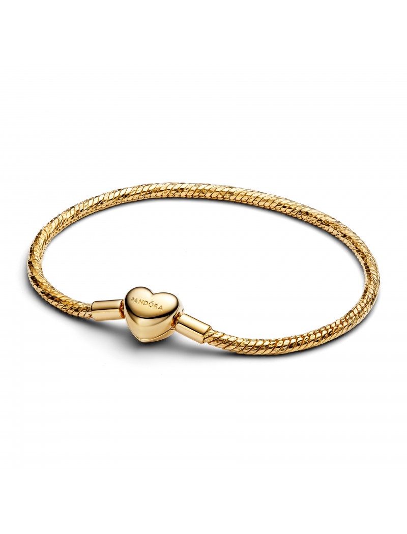 Bracelet chaîne serpent à facettes avec fermoir en forme de cœur