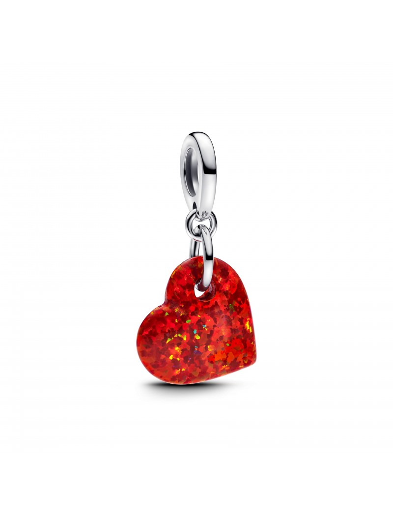 Charm pendentif coeur rouge opalescent