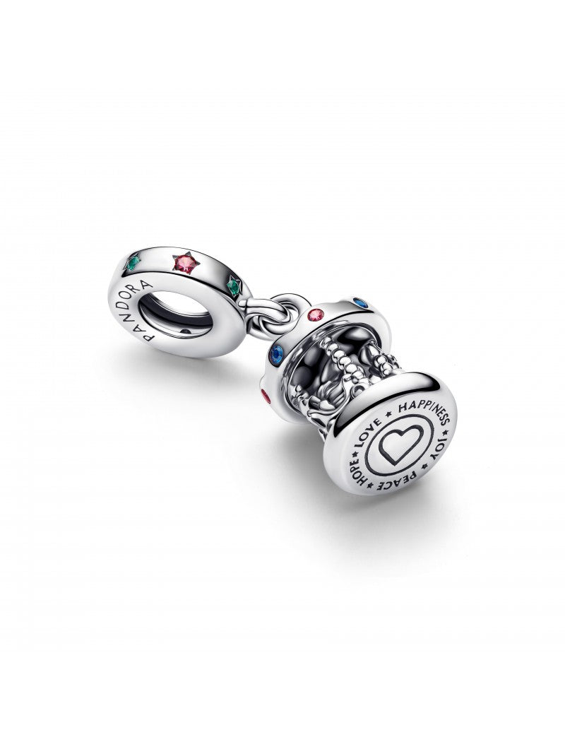 Pendentif carrousel mobile en argent sterling avec émail