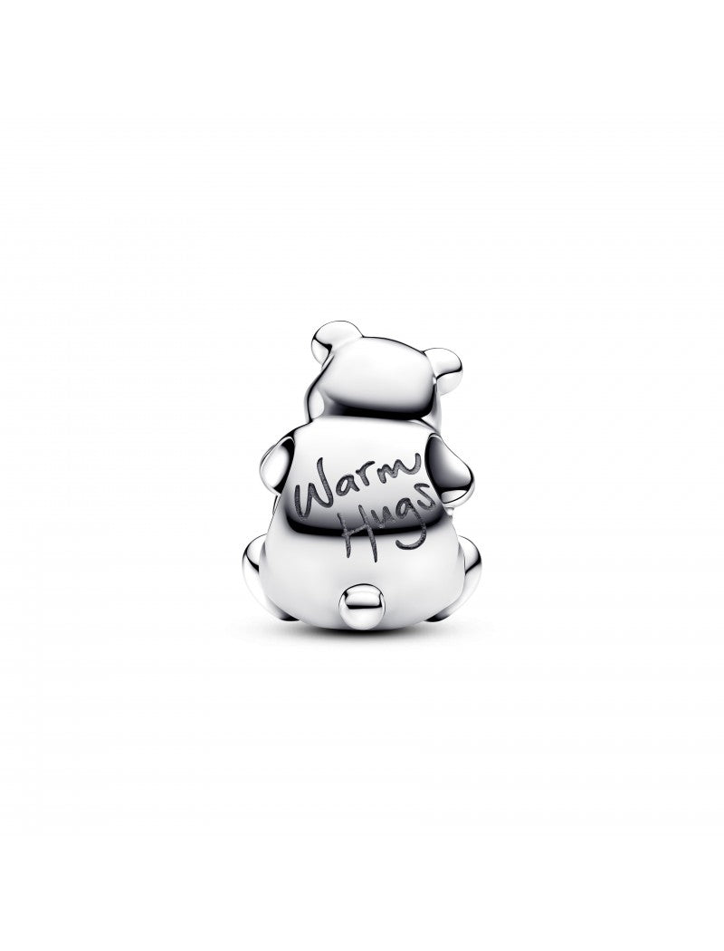 Charm ours polaire en argent sterling avec opale blanche créée en laboratoire et émail noir