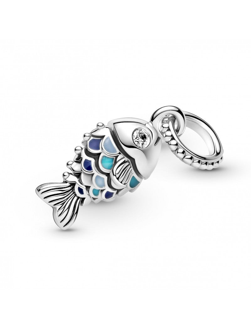 Charme pendentif poisson à écailles bleues