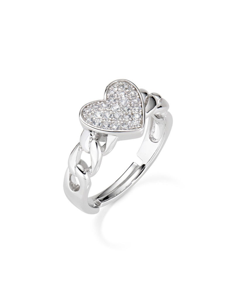 Bague en argent sterling avec zircons blancs - Rhodié