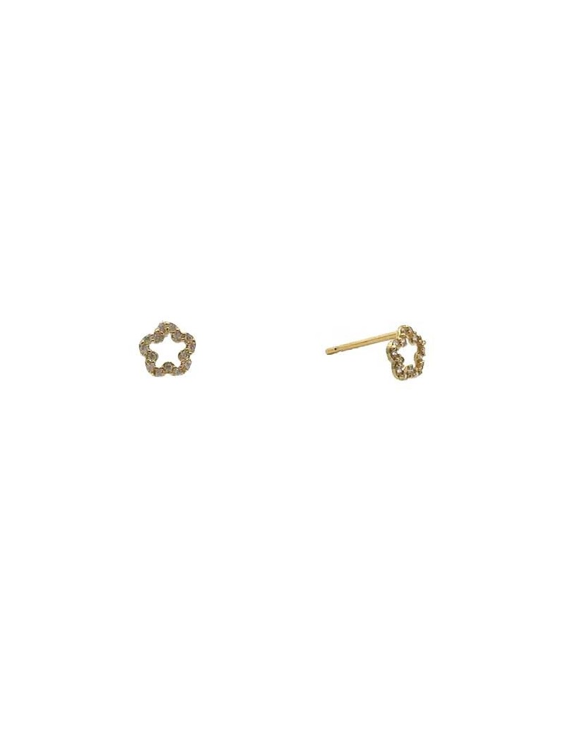 BOUCLES D'OREILLES OR 9 KT - ZIRCONIA - FLEUR