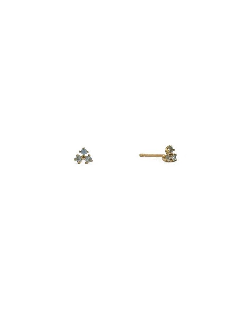 BOUCLES D'OREILLES OR 9 KT - S. AIGUE-MARINE