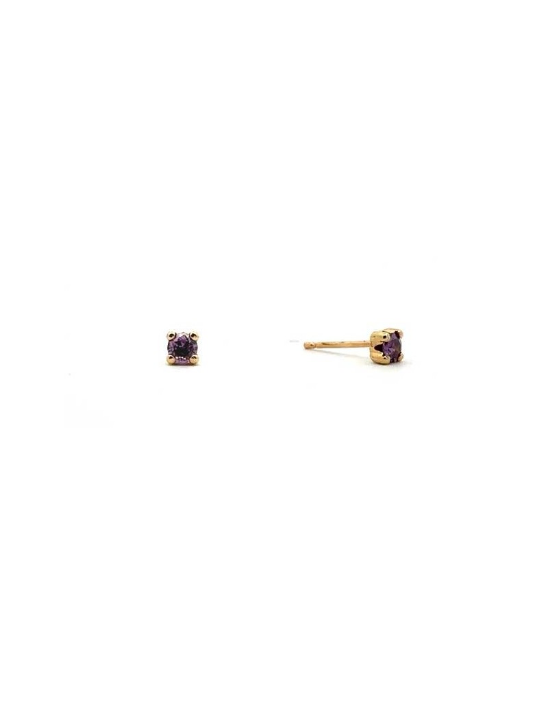 BOUCLES D'OREILLES OR 9 KT - S. AMETHYSTE