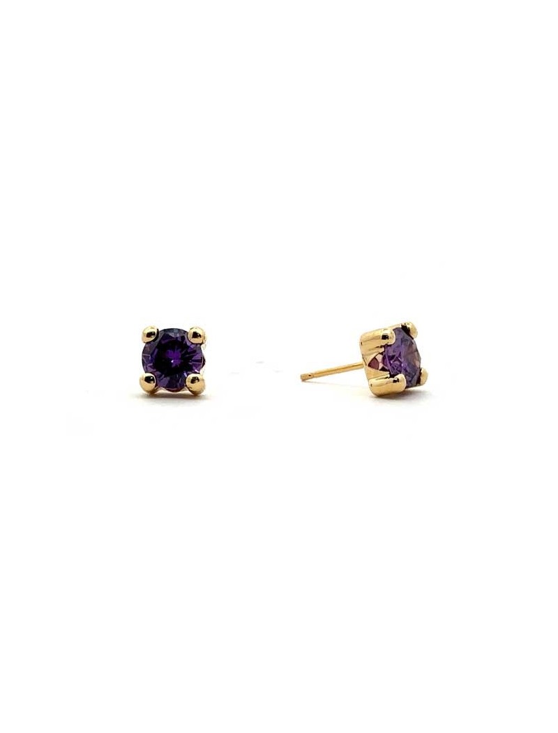BOUCLES D'OREILLES OR 9 KT - S. AMETHYSTE