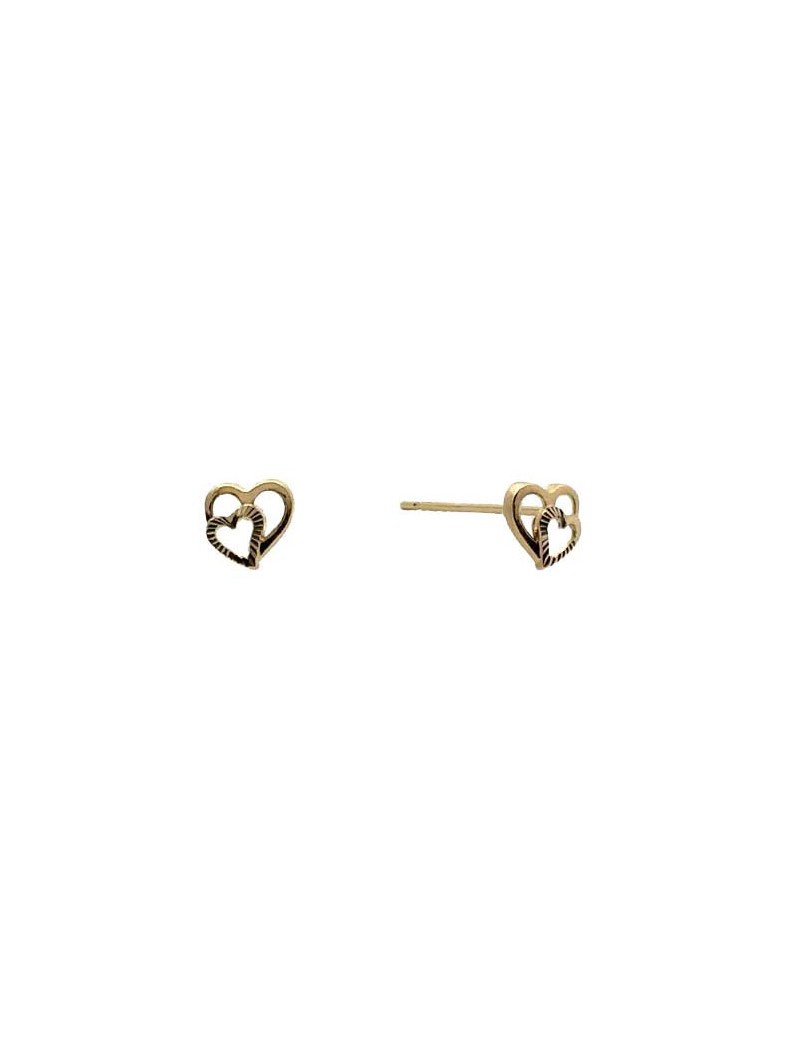 BOUCLES D'OREILLES OR 9 CARATS - COEUR