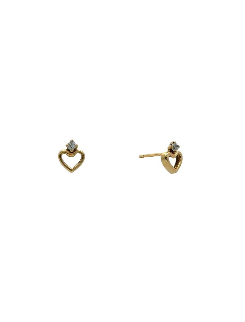 BOUCLES D'OREILLES OR 9 CARATS - ZIRCONIA - COEUR
