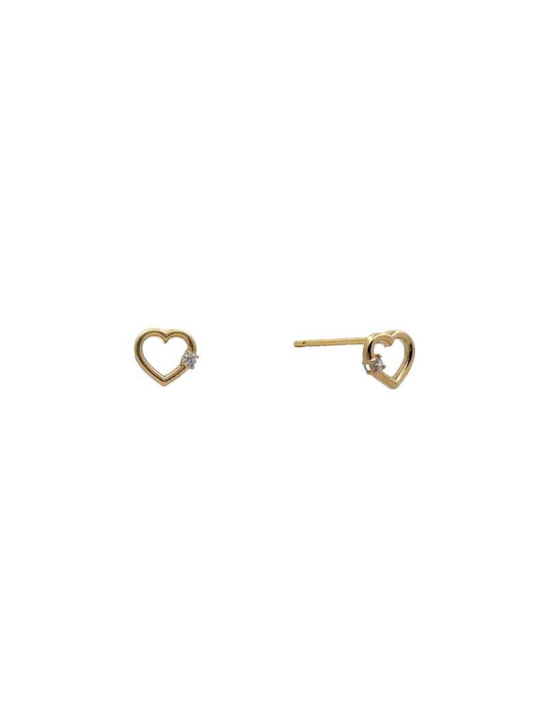 BOUCLES D'OREILLES OR 9 CARATS - ZIRCONIA - COEUR