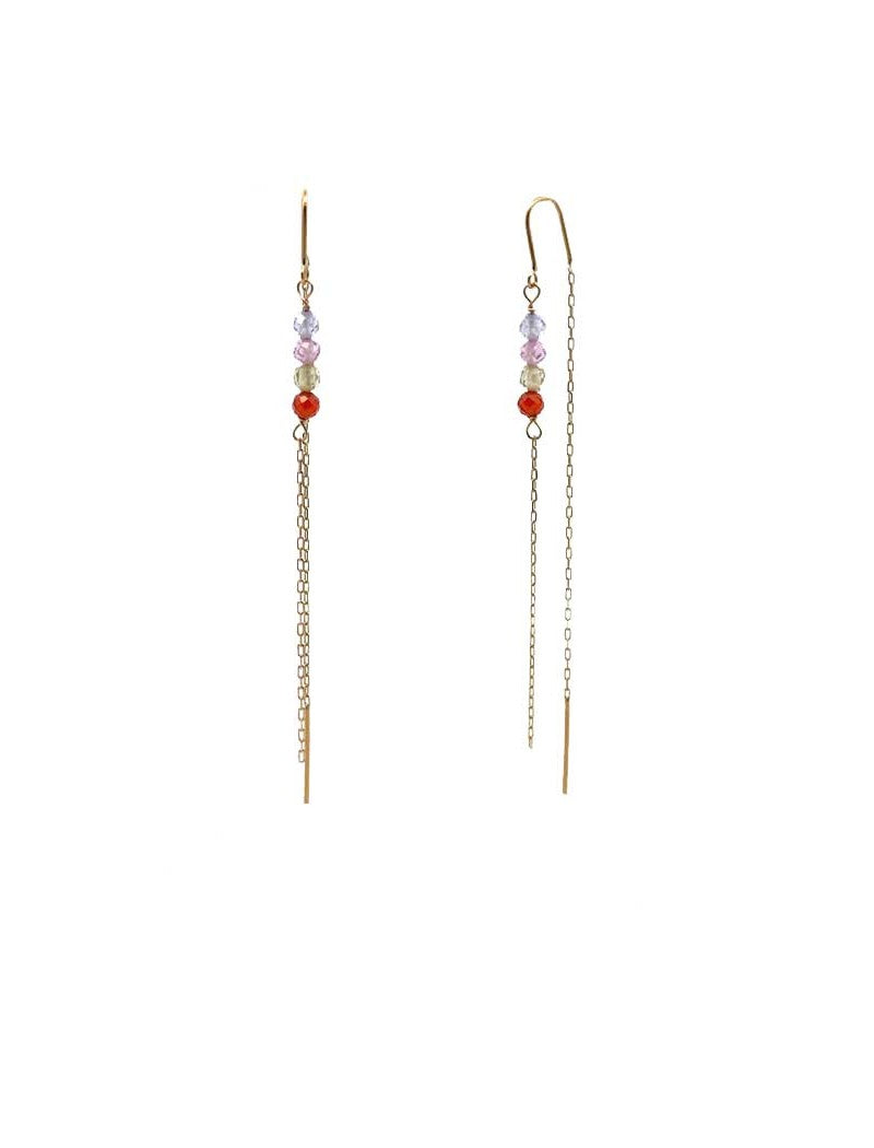 BOUCLES D'OREILLES OR 9 CARATS - MELANGE PIERRES SYNTHETIQUES