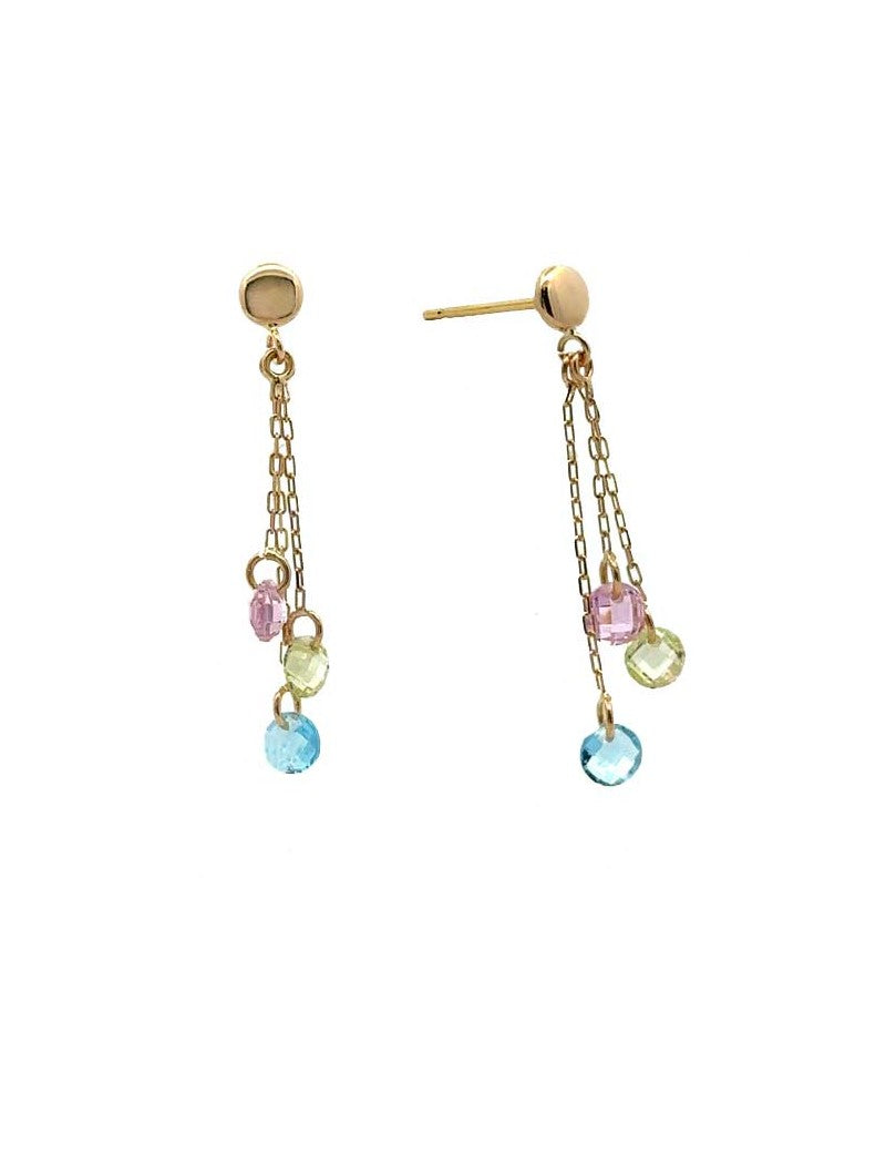 BOUCLES D'OREILLES OR 9 CARATS - MELANGE PIERRES SYNTHETIQUES