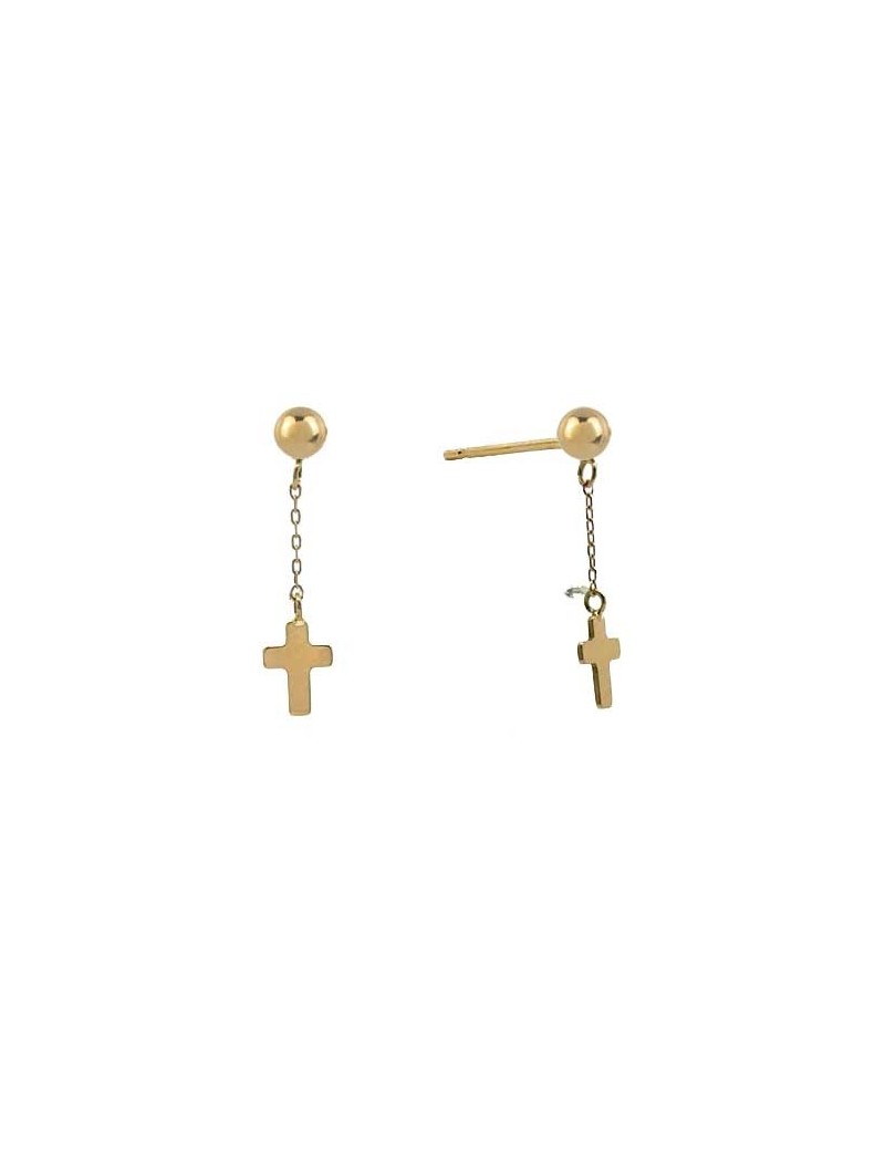 BOUCLES D'OREILLES OR 9 KT - CROIX