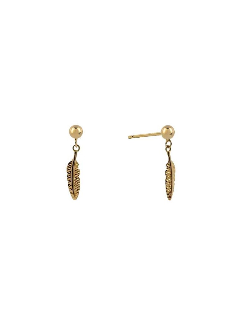 BOUCLES D'OREILLES OR 9 KT - FEUILLE