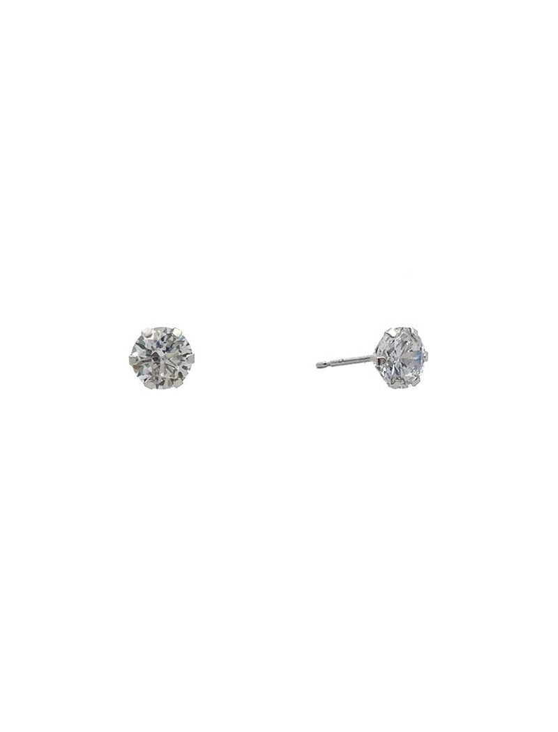 BOUCLES D'OREILLES OR BLANC 9 KT - ZIRCONIA