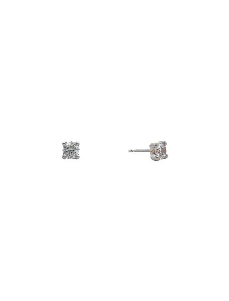 BOUCLES d'OREILLES OR BLANC 9 KT - ZIRCONIA