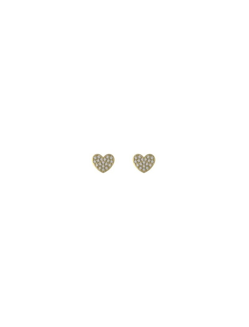 BOUCLES d'OREILLES OR 9 KT - COEUR - ZIRCONIA