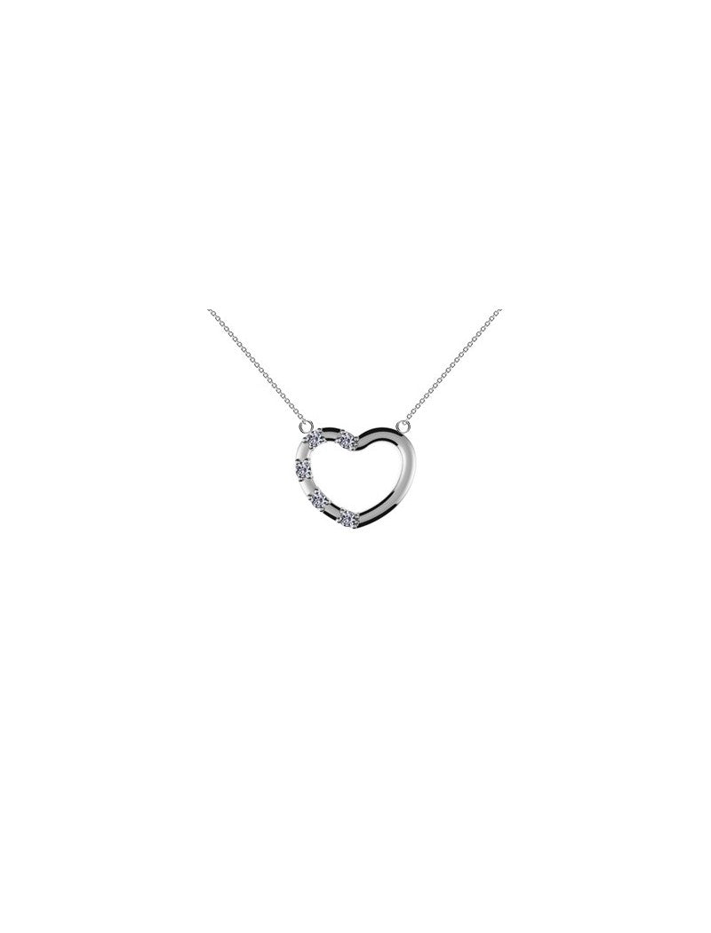 COLLIER 9 KT BLANC - ZIRCONIA - COEUR - 42+2 CM