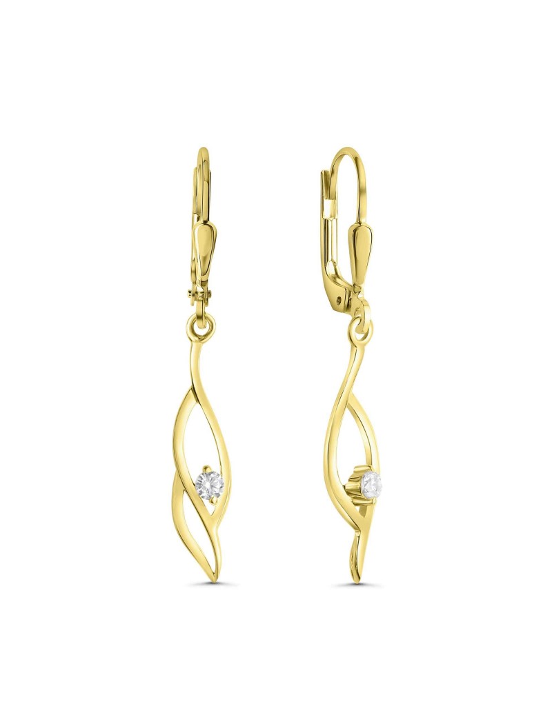 BOUCLES D'OREILLES OR 9 KT - ZIRCONIA