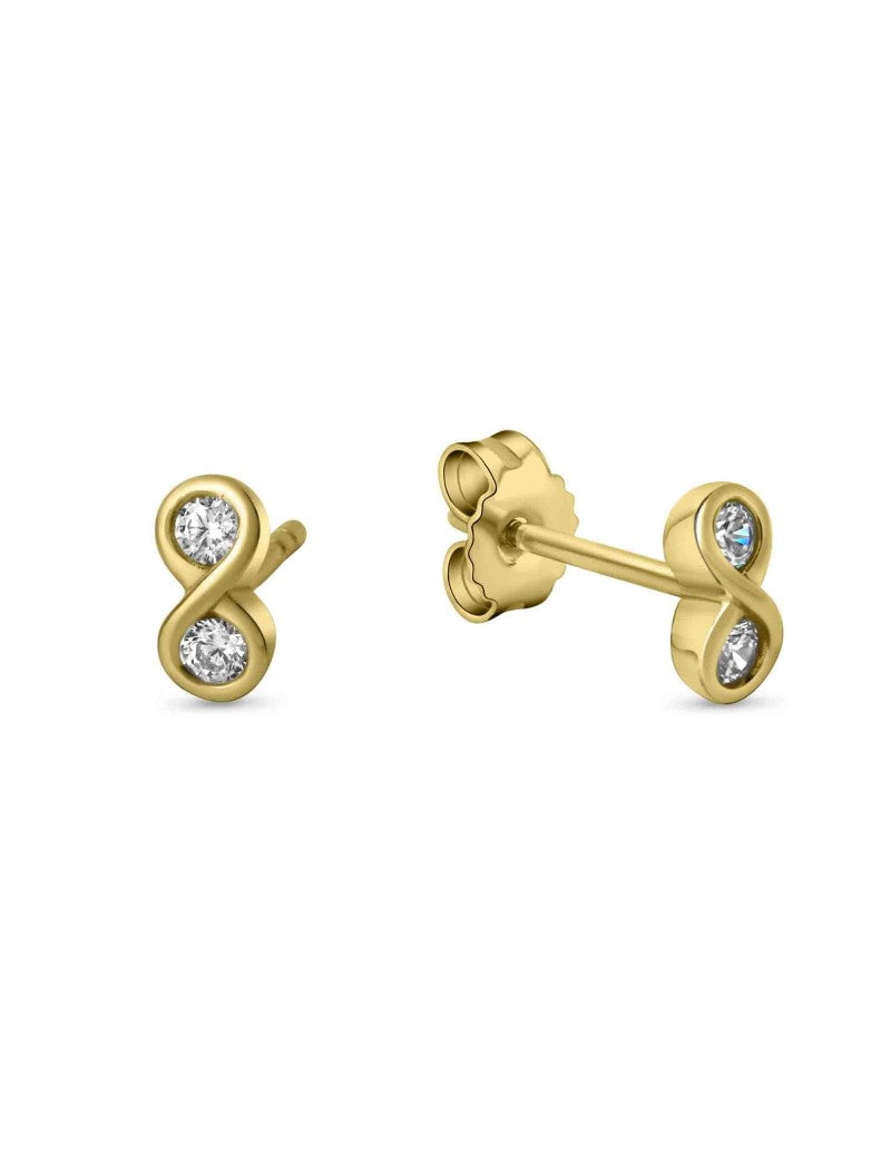 BOUCLES D'OREILLES OR 9 KT - ZIRCONIA - INFINI