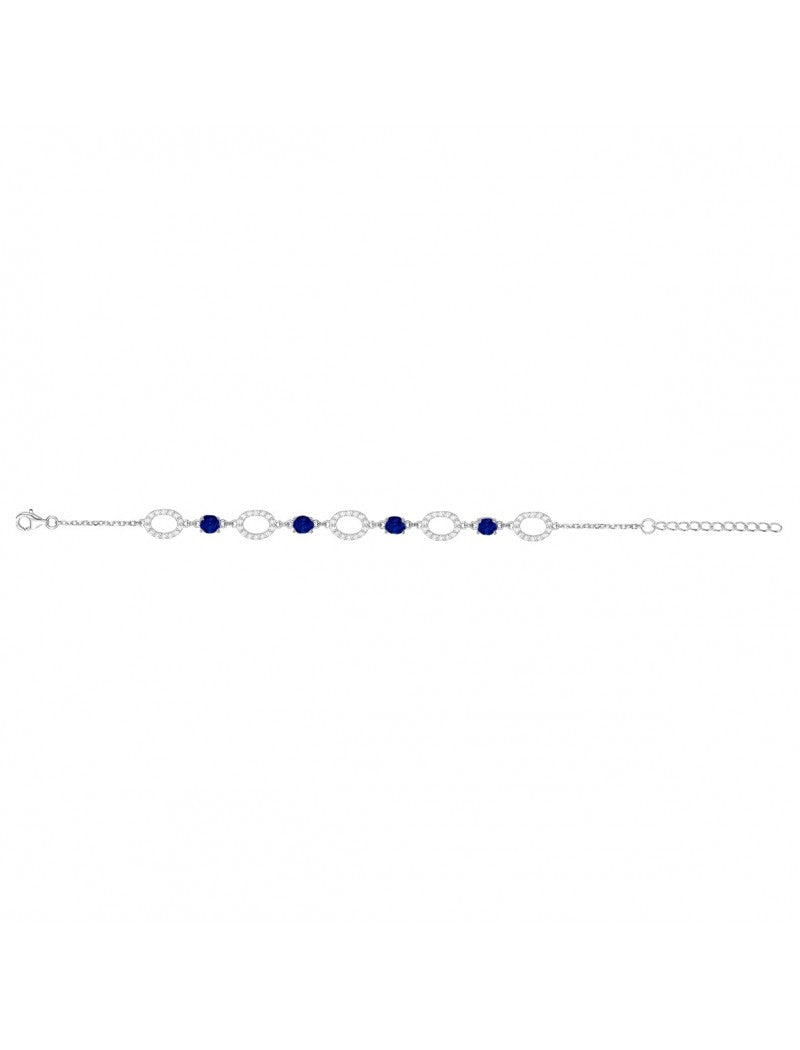 BRACELET ARGENT RHODIE - SAPHIR SYNTHETIQUE - ZIRCONIA