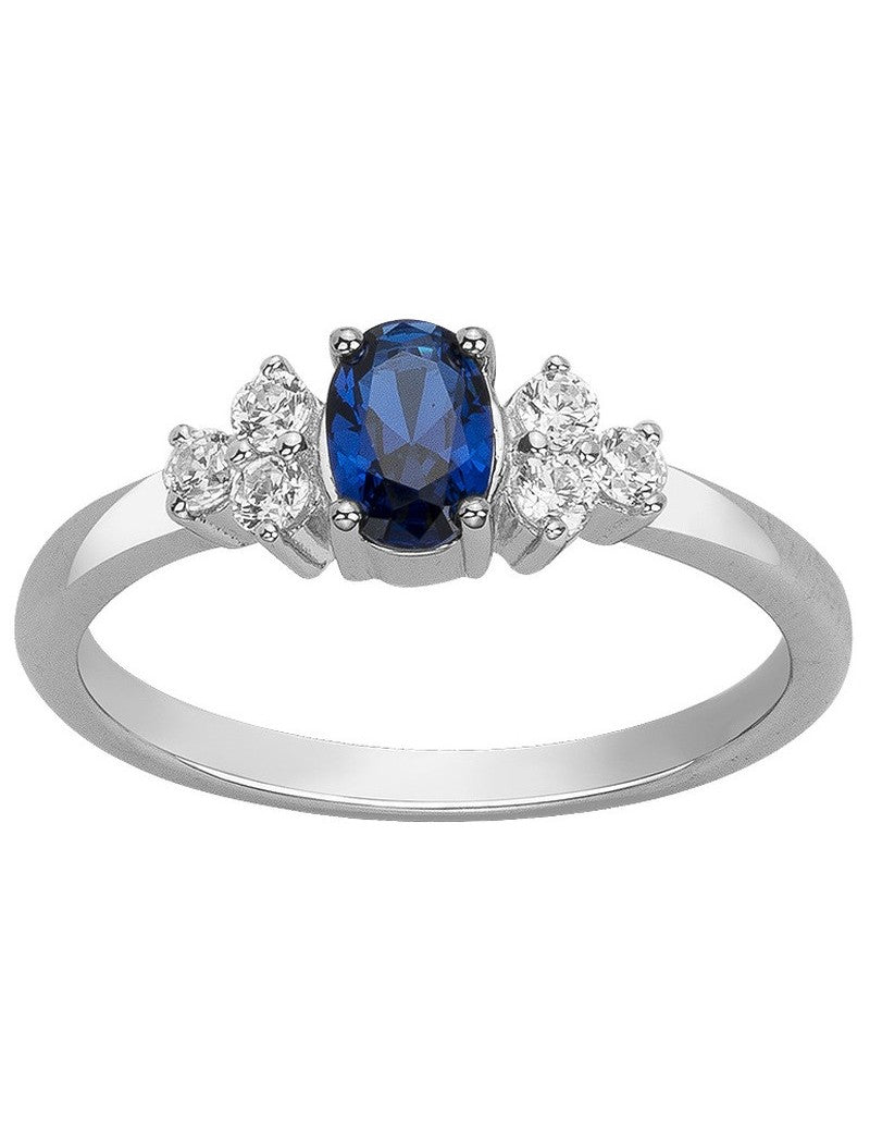 BAGUE ARGENT RHODIE - ZIRCONIA - SAPHIR SYNTHETIQUE