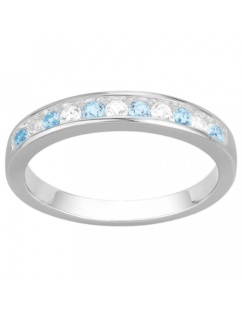 BAGUE ARGENT RHODIE - ZIRCONIA - TOPAZE SYNTHETIQUE