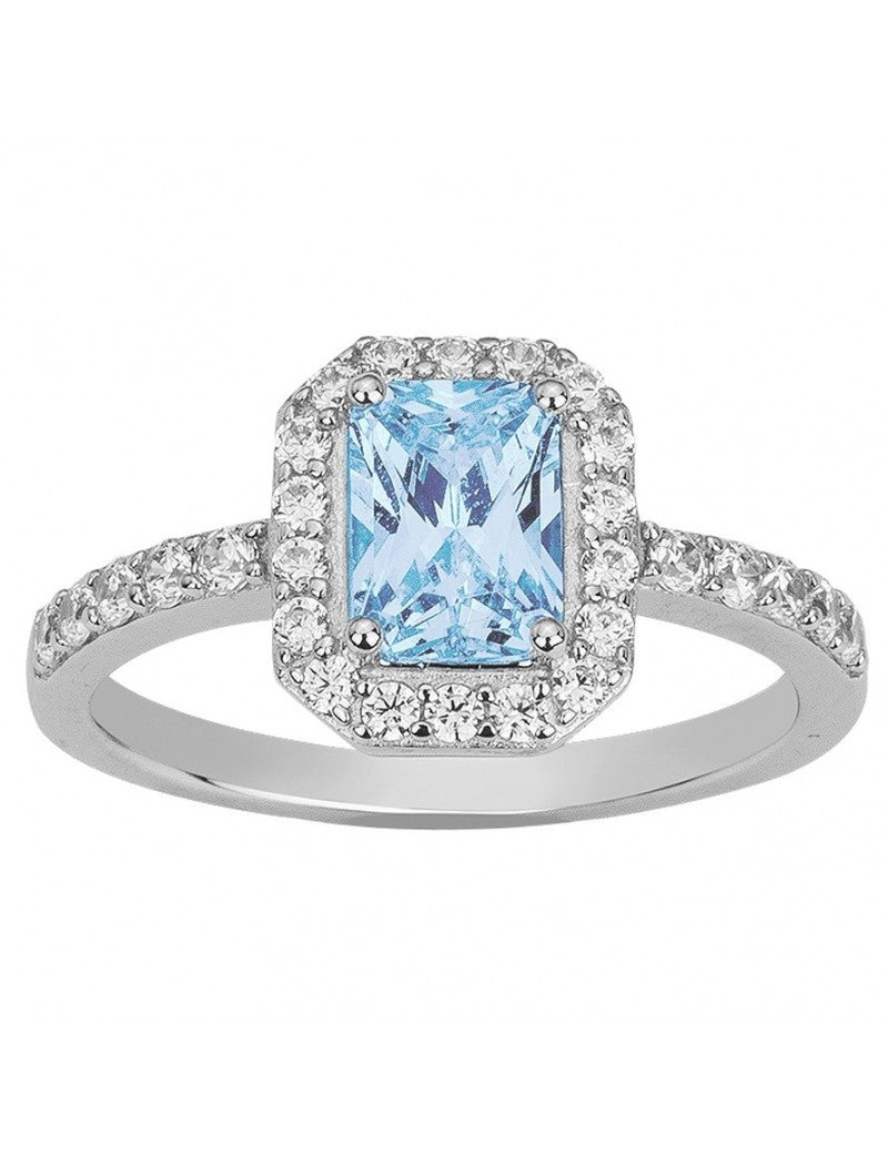 BAGUE ARGENT RHODIE - ZIRCONIA - TOPAZE SYNTHETIQUE