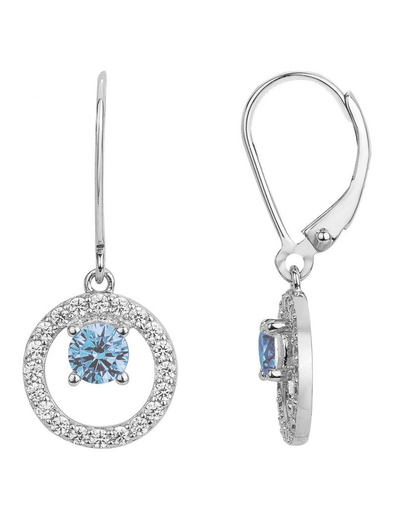 BOUCLES D'OREILLES ARGENT RHODIE - ZIRCONIA - TOPAZE SYNTHETIQUE