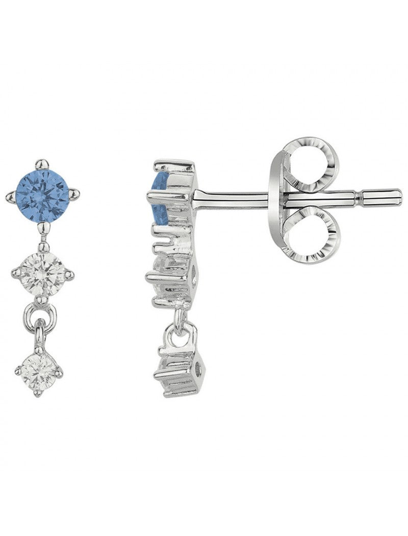 BOUCLES D'OREILLES ARGENT RHODIE - ZIRCONIA - TOPAZE SYNTHETIQUE