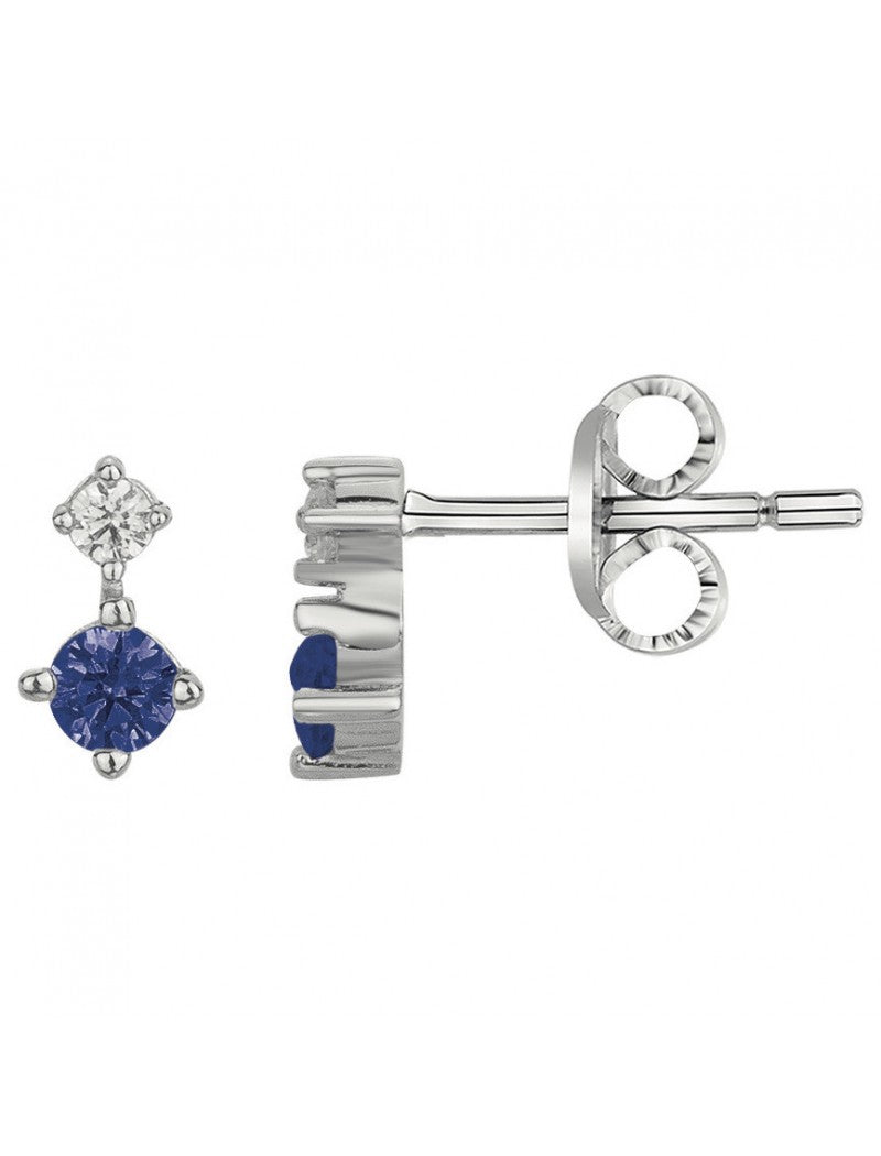 BOUCLES D'OREILLES ARGENT RHODIE - ZIRCONIA - TOPAZE SYNTHETIQUE