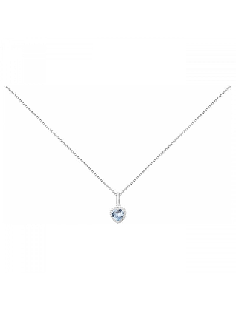 COLLIER ARGENT RHODIE - TOPAZE SYNTHETIQUE - ZIRCONIA - CŒUR