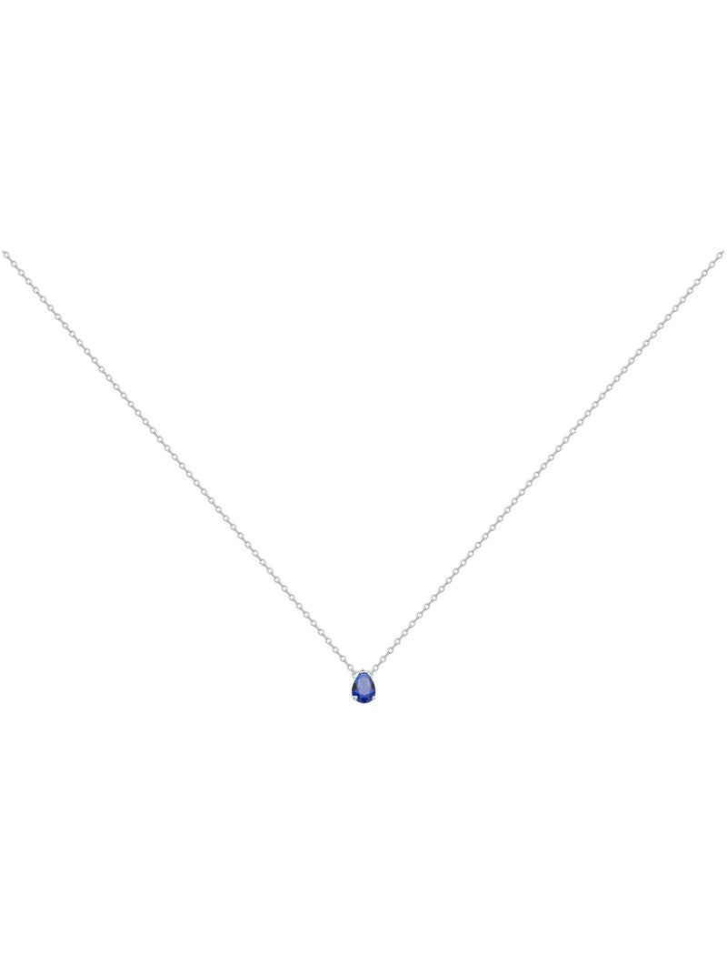 COLLIER ARGENT RHODIE - SAPHIR SYNTHETIQUE