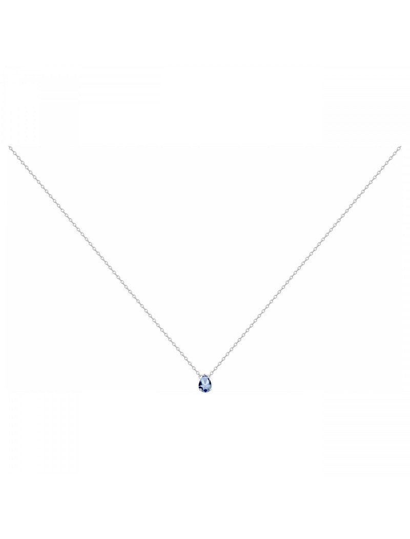 COLLIER ARGENT RHODIE - TOPAZE SYNTHETIQUE