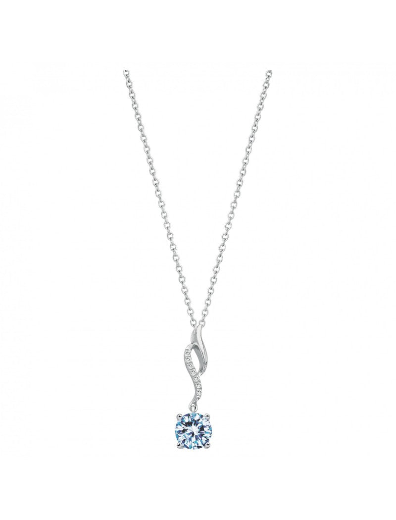 COLLIER ARGENT RHODIE - TOPAZE SYNTHETIQUE - ZIRCONIA