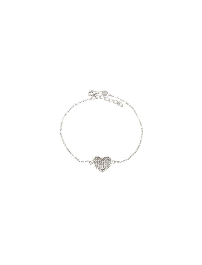 BRACELET ARGENT RHODIE - ZIRCONIA - COEUR