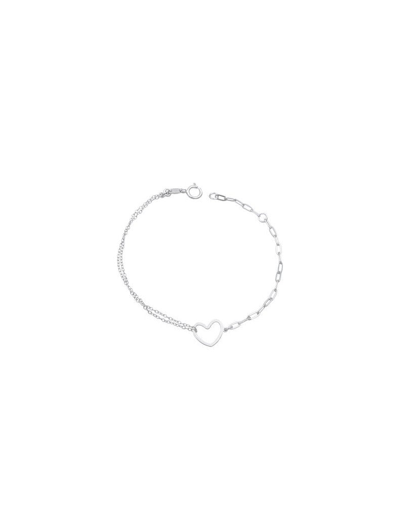 BRACELET ARGENT RHODIE - COEUR