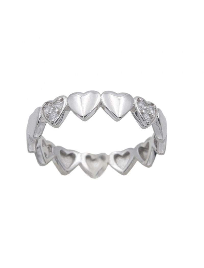 BAGUE ARGENT RHODIE - COEUR - ZIRCONIA - GR. 50