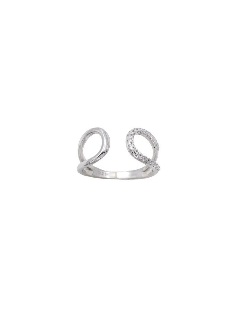 BAGUE ARGENT RHODIE - ZIRCONIA
