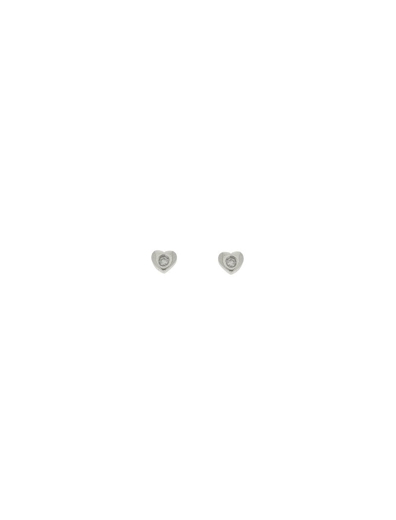BOUCLES D'OREILLES ARGENT RHODIE - COEUR - ZIRCONIA