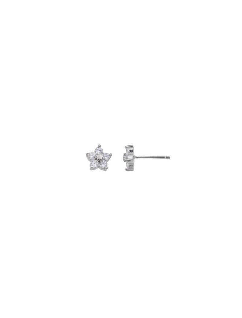 BOUCLES D'OREILLES ARGENT RHODIE - ETOILE - ZIRCONIA