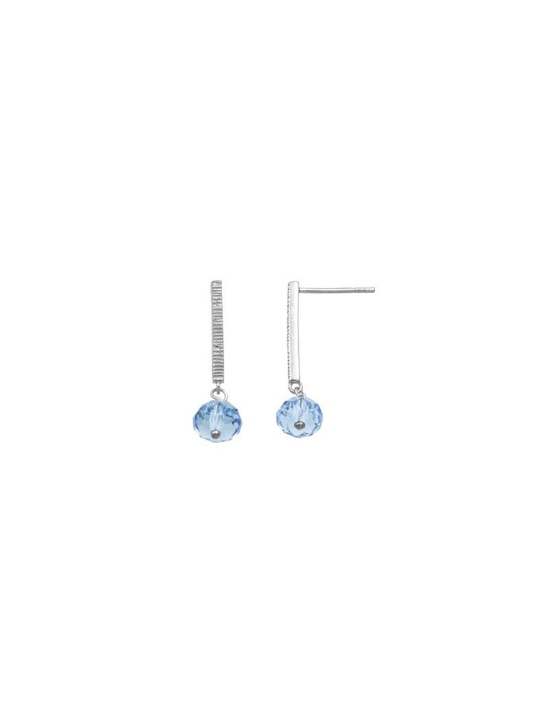 BOUCLES D'OREILLES ARGENT RHODIE - PIERRE SYNTHETIQUE BLEU